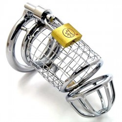 Petite cage de chasteté en métal pour homme en acier inoxydable - Cage  plate avec serrure foncée BDSM - Jouets sexuels pour couples (50 mm, une  seule